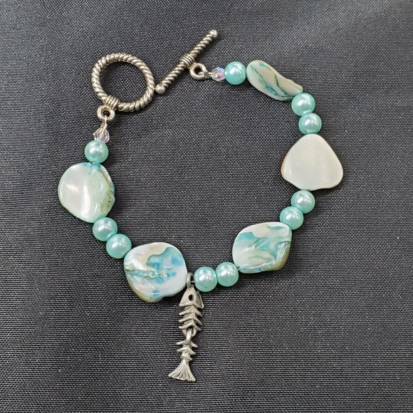 BARSE Mother Pearl Turquoise 925 Sterling Silver 3 Layer 18" Necklace & Bracelet - Picture 14 of 14